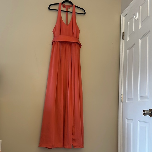 Vera Wang White Halter V-Neck Dress w/Sash Sunset Sz 10 NWT Bows Bridesmaid Chic - Picture 3 of 11